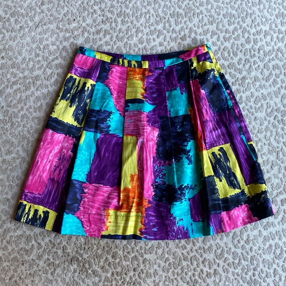 Trina Turk Multicolored Abstract Print Pleated A-Line Skirt, size 8 - Picture 1 of 6